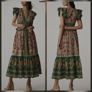 XS/S Farm Rio Garden Tapestry V-Neck Maxi Dress